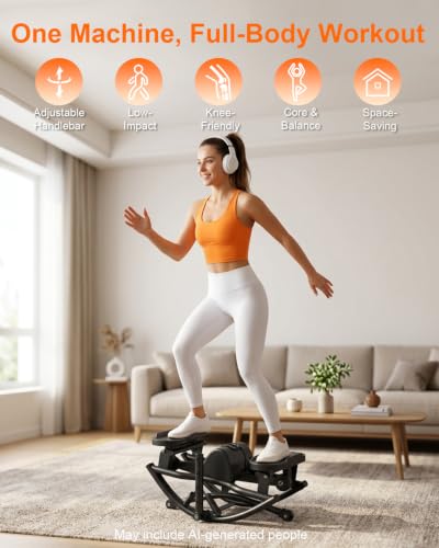 Lateral Rock Stepper Exercise Machine with Resistance Bands - Black