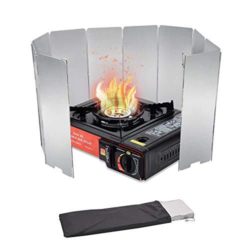 10-Plate Aluminum Camping Stove Windscreen - Portable Folding Wind Shield