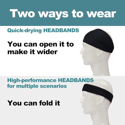 Men's Stretchy Sweat-Wicking Headband - 4 Pack Black