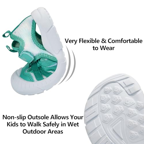 Kids Lightweight Water Shoes - Breathable Quick Dry Sandals - Green & Multi - Toddler