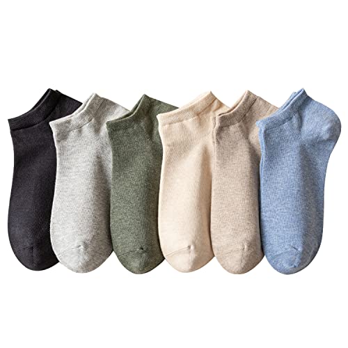 MAGIARTE Men's Cotton Ankle Socks 6 Pairs, Low Cut Athletic Moisture Wicking No Show Socks - Color#03, Size 9-12