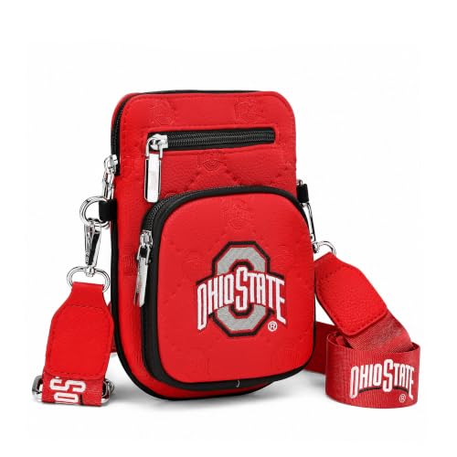 Montana West NCAA Red Team Crossbody Bag with Card Slots & Adjustable Strap – Women’s Leather Purse for Tailgate Gift