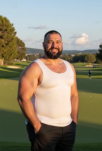 Mens Compression Sleeveless Undershirt Slimming Body Shaper - White, XL