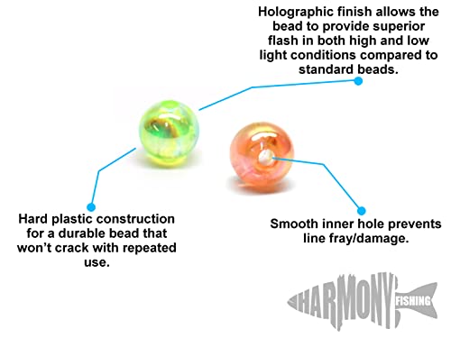 Holographic Fishing Beads for Rigs & Lures - Orange, 6mm (50 Pack)