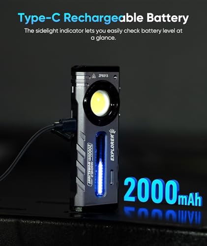 Rechargeable LED Flashlight 2000 Lumens with RGB, UV & Magnetic Base