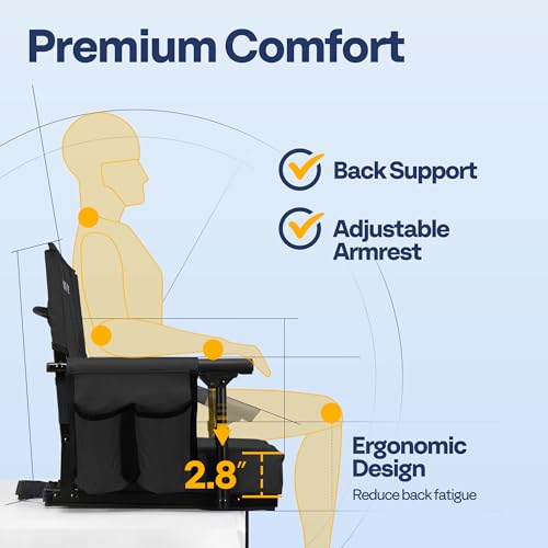 Portable Stadium Seat with Back Support & Cushion - Black