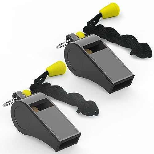 2-Pack Plastic Sports Whistles with Adjustable Lanyards - Loud Referee Gear