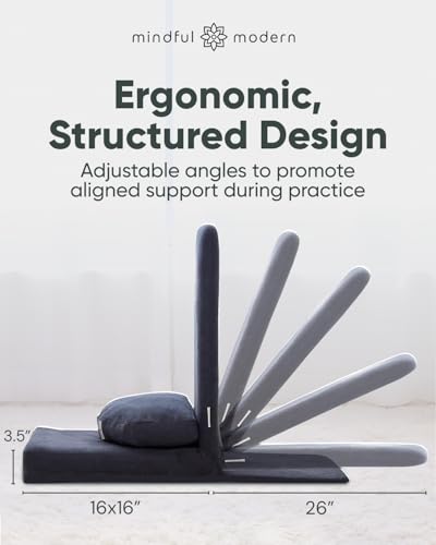 Folding Meditation Chair with Back Support - Charcoal Black