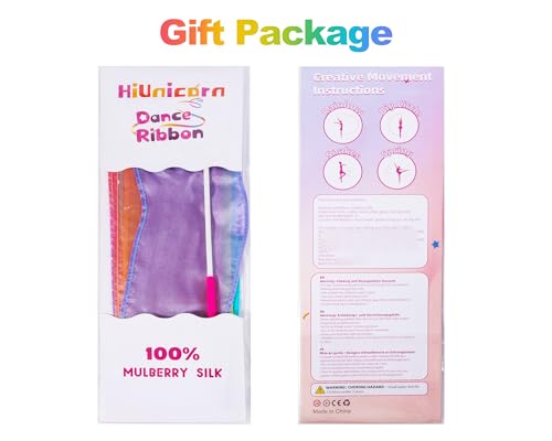 100% Silk Dance Wand Ribbon - Pastel Rainbow 1-Pack