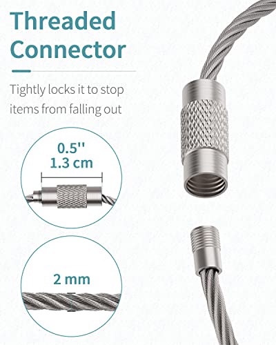Wire Keychain Cable Loop Holder - 6" Silver, 25 Pcs