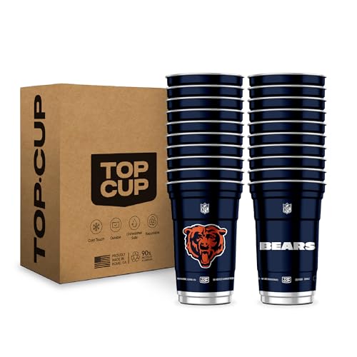 NFL Chicago Bears Aluminum Party Cups, 20oz, 20 Count - Reusable & Durable