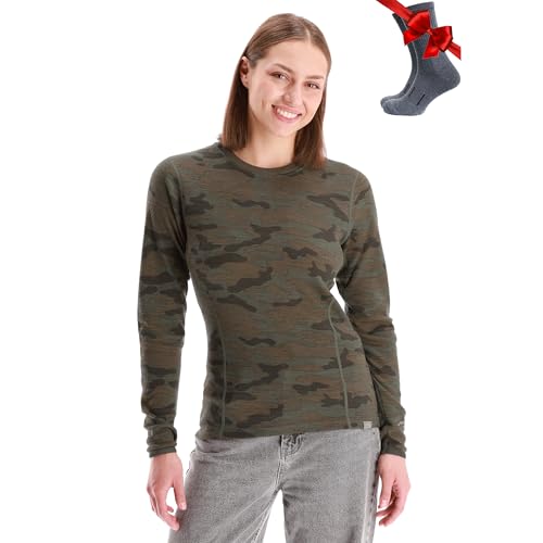 Merino.tech 100% Merino Wool Women’s Base Layer Long Sleeve Thermal Shirt