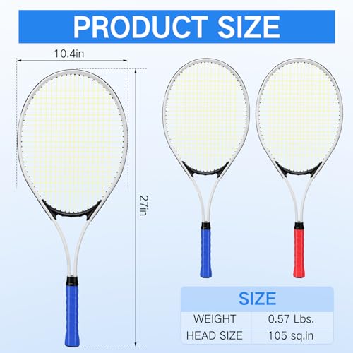 Motionchic 4-Pack 27 Inch Tennis Rackets Red & Blue Lightweight Durable Set