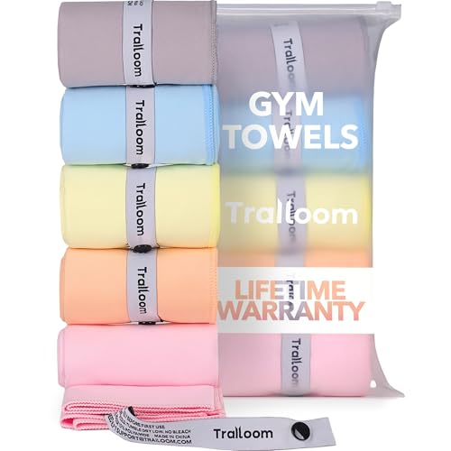 Microfiber Gym Towels Set of 5 - Quick Dry, Odor-Free, Pastel Colors