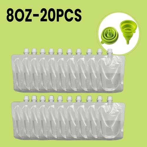 8OZ Portable Collapsible Beverage Bags - 20 PCS Leakproof Water Carrier