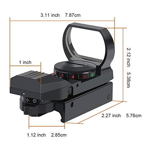 Adjustable Reflex Sight with 4 Reticle Styles - Red & Green