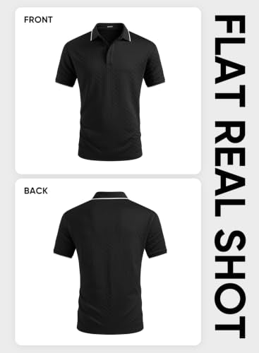 JMIERR Men's Black XX-Large Polo Shirt Short Sleeve Summer Golf & Beachwear