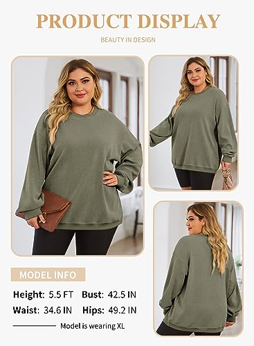 Eytino Women's Plus Size Oversized Crew Neck Sweatshirt 3X Green