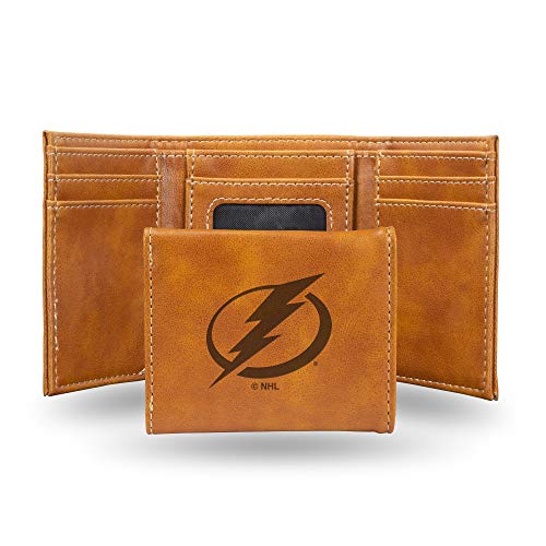 Durable Brown Tri-Fold Wallet with NHL Team Logo - Tampa Bay Lightning