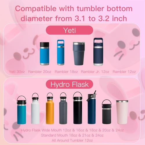 Silicone Protective Boot for Tumblers - 2 Pack Pink Rabbit & Cat Design