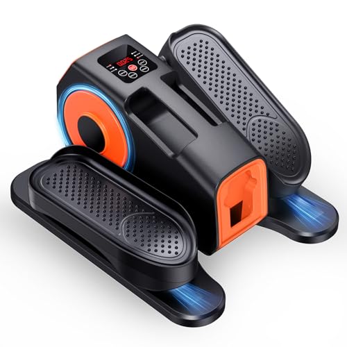 GUGTTR Under Desk Elliptical Machine - Low Impact Leg Exerciser for Seniors, Orange-Black