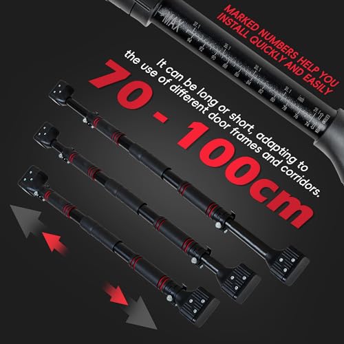 Leikefitness Adjustable Red Doorway Pull-Up Bar for Upper Body Workout