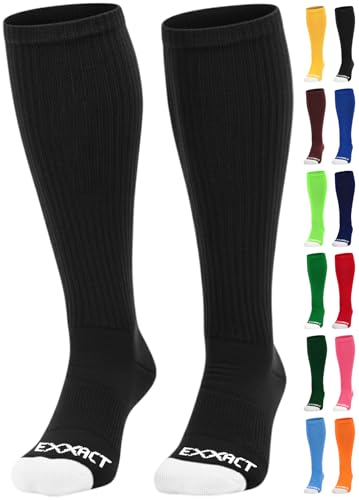 Exxact Sports Over-the-Calf Baseball Socks, Medium, Black