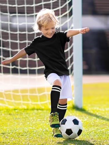 Kids Soccer Shin Guards and Socks Set - Black Medium
