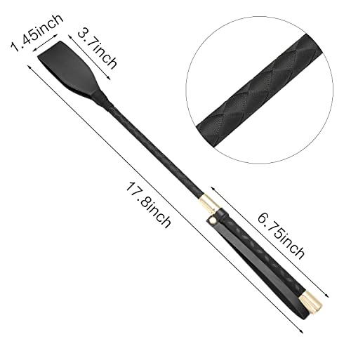 18 Inch Leather Riding Crop - Lightweight Black Whip, Style A