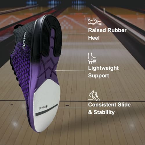 Lightweight Women's Seamless Mesh Bowling Shoes - Black/Purple