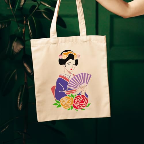 FINGERINSPIRE 6 PCS Geisha Swordsman Painting Stencil with 1 Pc Plastic Paint Brush 8.3x11.7inch Samurai Warrior Stencil Geisha Template Human Theme Template for Painting on Wall Wood Furniture