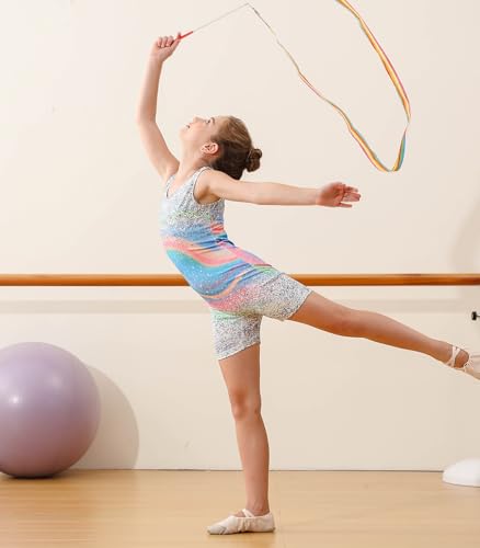 Gymnastics Leotards for Girls - 2 Pack Sleeveless Biketards with Shorts