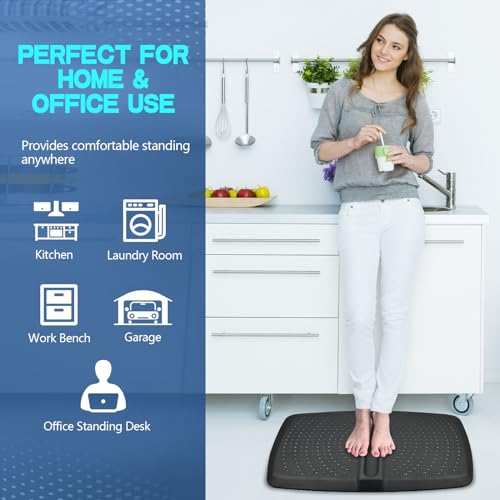 Ergohead 28" x 17" x 1" Anti-Fatigue Standing Desk Mat with Massage Ball - Non Slip Comfort Floor Mat for Office & Home