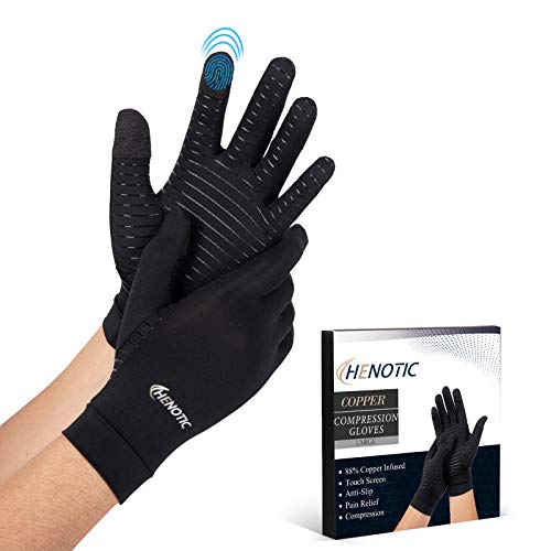 Copper Arthritis Gloves - Full Finger Compression, Large Size