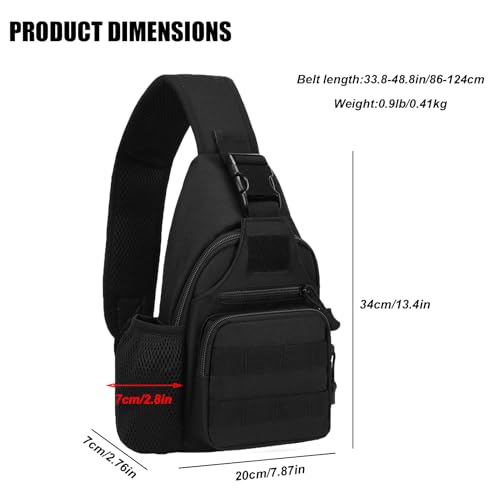 ZHIERNA Black Tactical Sling Bag for Men with MOLLE System - Crossbody Backpack