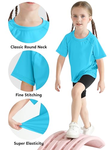 Girls UPF 50+ Sun Protective Rash Guard Swim Shirt - 3T, White/Pink/Sky Blue