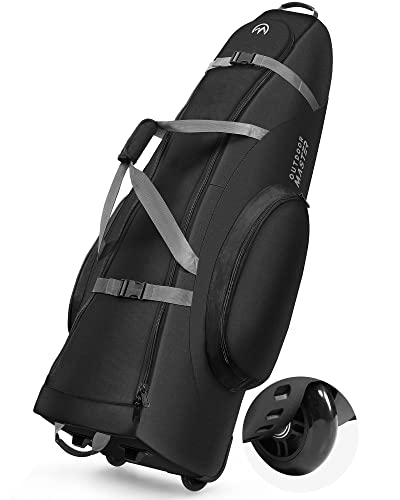 Padded Golf Travel Bag with Reinforced Wheels - Black, Large