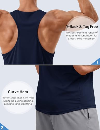 Men's Summer Tank Top XX-Large Navy UPF 80+ Sleeveless Muscle Shirt