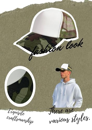 Oakfarm 12 Pcs Sublimation Blank Trucker Hats Bulk Mesh Snapback Caps One Size / Camo White