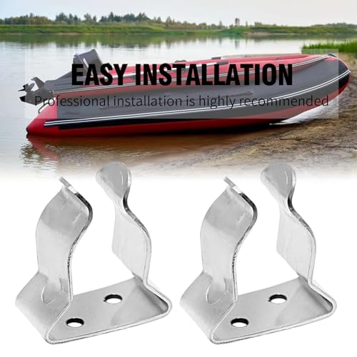 Big 4-Pack Stainless Steel Boat Hook Spring Clips, Marine Paddle & Gaff Holders