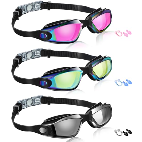 Flutesan 3 Pack Adult & Kid Swimming Goggles - Classic Color, 6.3 x 1.8 Inches