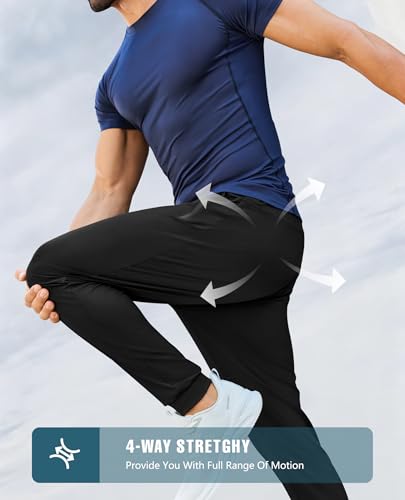 Lightweight Athletic Joggers with Zipper Pockets - Medium Black