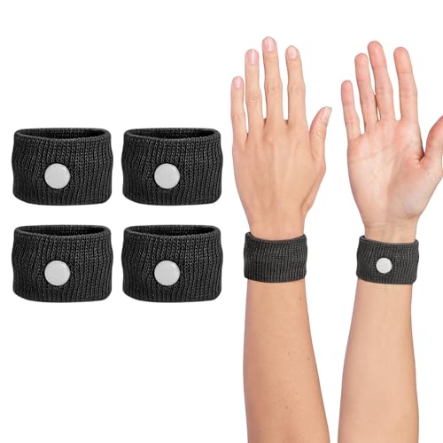 Motion Sickness Wristband - Anti-Nausea Acupressure Relief, Large, 2 Pairs - Black