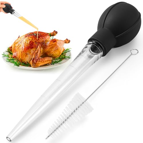 Turkey Baster with Cleaning Brush - Premium Baster Syringe Black