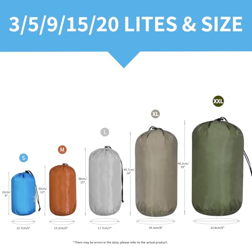 VESPERBUDDY 5-Pack Ultralight Drawstring Storage Bags for Camping & Travel, Multiple Sizes