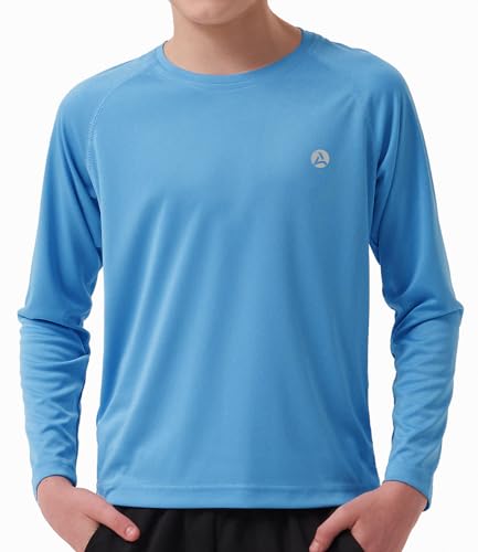 Kids Long Sleeve Rash Guard UPF 50 Sun Shirt - Medium Blue - Size Small
