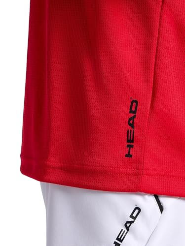 Head Flex Raglan Crewneck T‑Shirt for Men, Standard Fit, Lightweight Mesh – True Red (Medium)