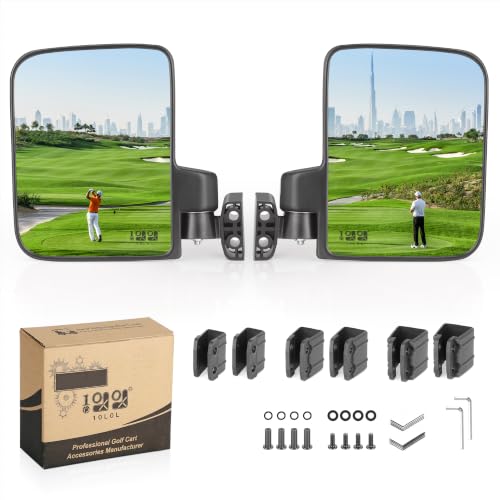 Golf Cart Side Mirrors - No Drilling, 180° Adjustable, HD Glass