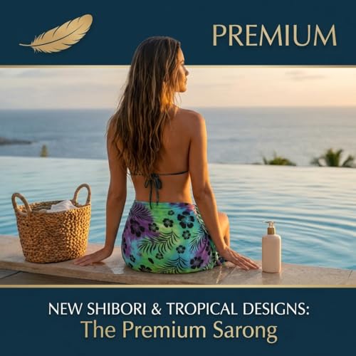 INGEAR Women's Sarong Bathing Suit Cover Up - One Size Blu/Blk Beach Wrap