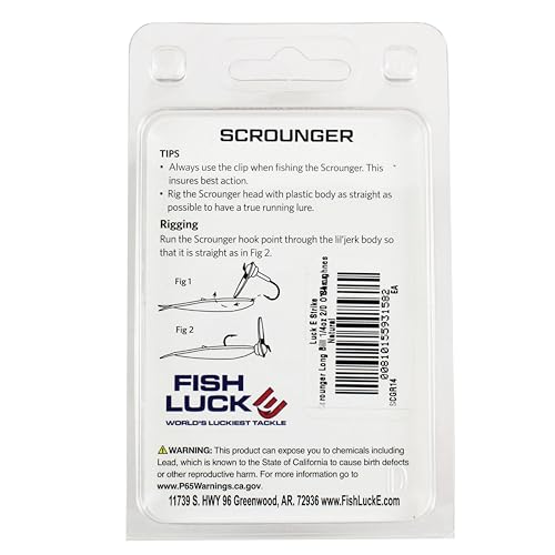 FISH LUCKE Scrounger Jig Head 1/4 oz 2/0 Hook – Realistic Swimming Action for Soft Plastics